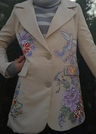 Стильный пиджак. ручная роспись.1 фото