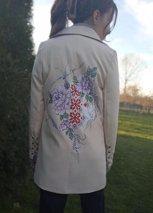 Стильный пиджак. ручная роспись.2 фото