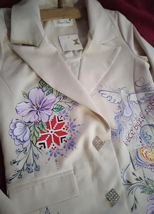 Стильный пиджак. ручная роспись.3 фото