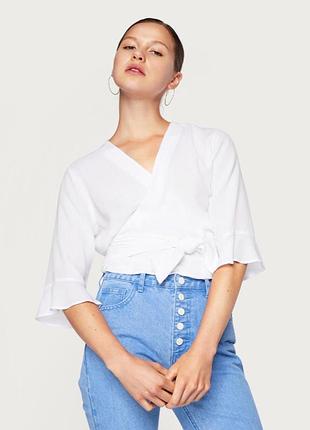 Блуза з зав'язками, білосніжна