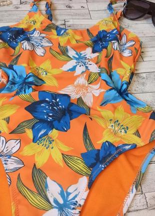 Оранжевый слитный купальник в цветы с открытой спиной miss selfridge2 фото