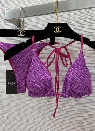 Купальник в стилі fendi котон малина фуксія ліловий