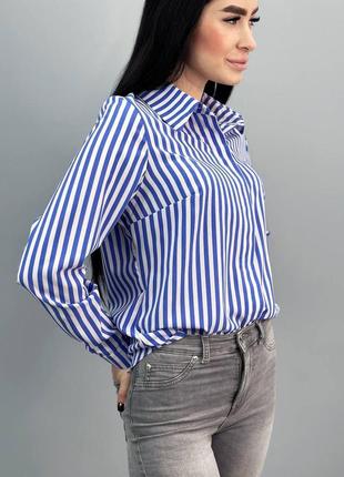 Жіноча сорочка блузка з довгими рукавами у смужку "sail"7 фото