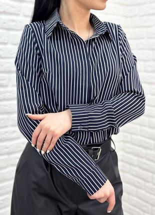 Женская блузка рубашка с длинными рукавами в полоску "sail"10 фото