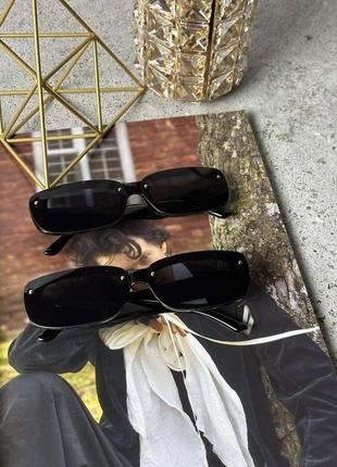 Женские чёрные прямоугольные солнцезащитные очки