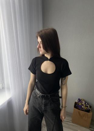 Боді жіноче чорне бодік футболка чорна