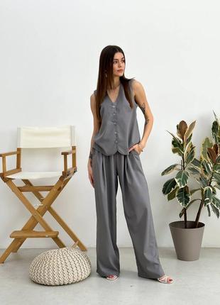 Костюм палаццо та жилет 100 % льон