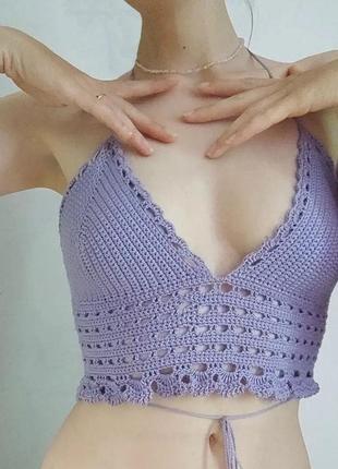 Festival crochet top / плетеный топ лавандовый, ручная работа