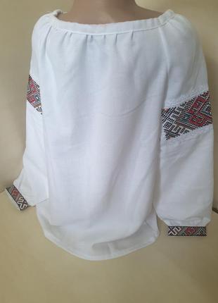 Рубашка вышиванка для девочки домотканый хлопок вышивка крестиком р.152 158 164 1703 фото