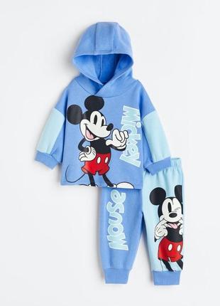 H&amp;m костюм 1-1,5 года 86 см брюки джоггеры кофта худи с капюшоном disney mickey mouse6 фото