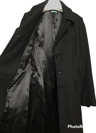 Идеальное осеннее классическое шерстяное черное пальто benetton5 фото