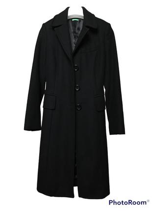 Идеальное осеннее классическое шерстяное черное пальто benetton1 фото