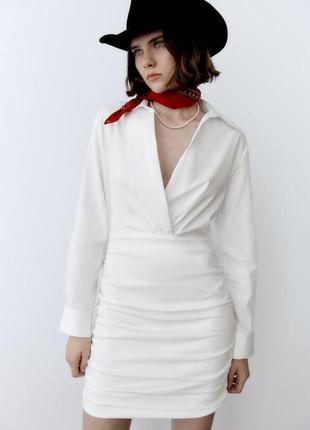 Біла сукня сорочка zara1 фото