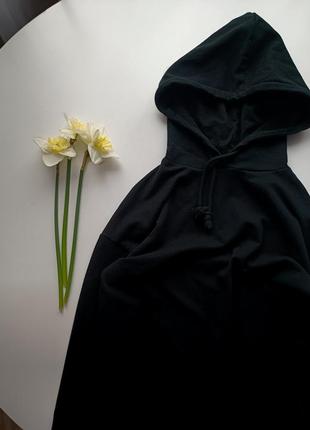 Черное худи кофта платье с капюшоном2 фото