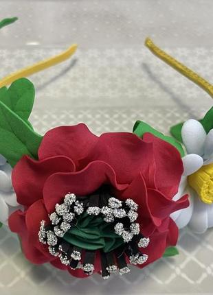 Обруч маки и ромашки