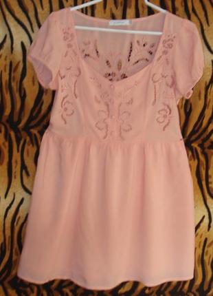 Платье цвета персика р.10,100%коттон.8 фото