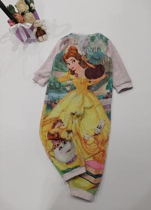 Флисовый комбинезон, пижама травка от disney с принцессой белль 3-4 года4 фото