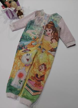 Флисовый комбинезон, пижама травка от disney с принцессой белль 3-4 года5 фото