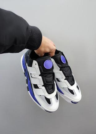 Чоловічі шкіряні кросівки adidas niteball. колір білий з фіолетовим