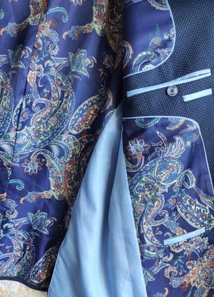 Брендовый мужской пиджак шерстяной блейзер классический стильный синий винтаж англия skopes4 фото