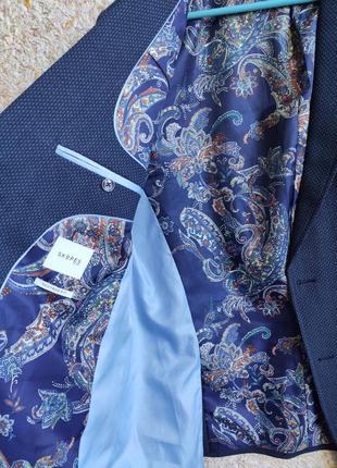 Брендовый мужской пиджак шерстяной блейзер классический стильный синий винтаж англия skopes8 фото