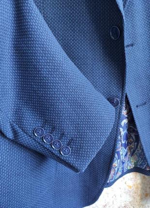 Брендовый мужской пиджак шерстяной блейзер классический стильный синий винтаж англия skopes3 фото