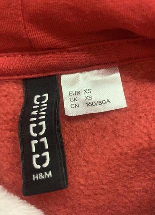 Тёплая флисовая новогодняя толстовка свитшот h&m топ санта оверсайз с капюшоном размер xs6 фото