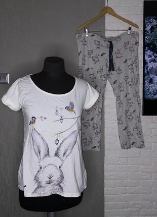 Пижама в принт зайчик и птичкиavon, m-l1 фото