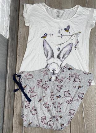 Пижама в принт зайчик и птичкиavon, m-l5 фото