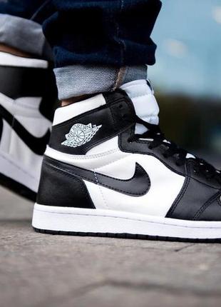 Кроссовки nike jordan 1 black white мужские5 фото