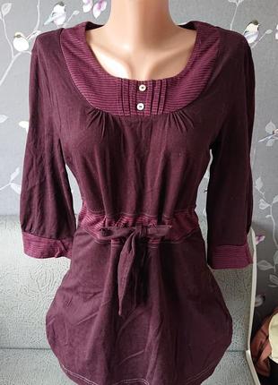 Женская удлинённая блуза с поясом р.44/46 блузка блузочка1 фото
