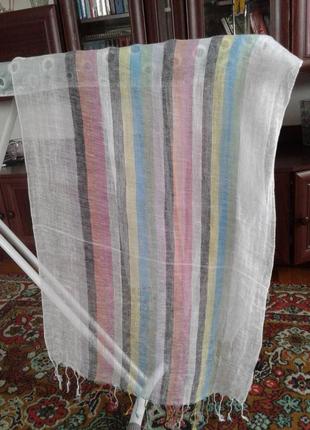 Напівпрозорий кольоровий у смужку палантин шарф шаль льодяний з бахромою y&amp;d італія