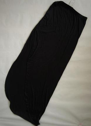 Розкішна чорна асимметрична спідниця з глубоким розрізом2 фото