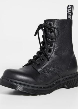 Ботинки dr. pride martens 1460 pascal mono black virginia натуральная кожа чёрные размеры 37, 38, 39, 40.