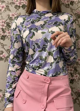 Гольф водолазка вискозный цветочный со сборками and & other stories/ цветочний гольф, джемпер/ цветочный гольф