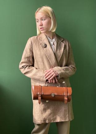Zara бежевый коричневый пиджак жакет из 100% льна