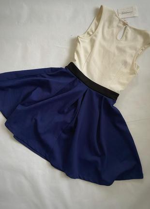 Красива молочно-синя плотна сукня7 фото