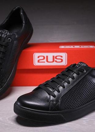 Чоловічі шкіряні кеди кросівки з перфорацією philipp plein