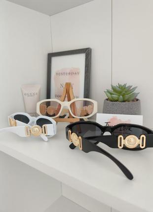 Окуляри uv400 очки стильні модні трендові з декором на дужці нові якісні бежеві уцінка!6 фото