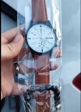 Чоловічий класичний наручний годинник +браслет7 фото