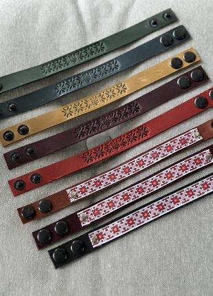 Браслет шкіряний чоловічий жіночой патріотичний