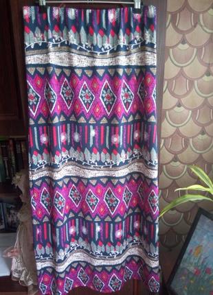 Длинная стильная прямая юбка с орнаментом,m,l размер1 фото