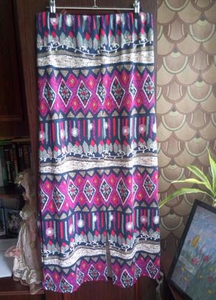 Длинная стильная прямая юбка с орнаментом,m,l размер3 фото