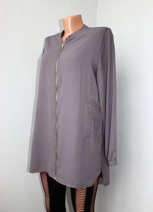 Шифоновий сірий бомбер рубашка сорочка туніка на блискавці, 10/38 (№6)