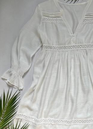 Пляжная туника летняя рубашка платья белое3 фото