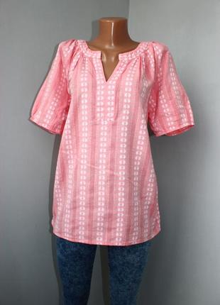 Блуза / сорочка 100% натур./рожевий корал / гобелен білих квіточок, country rose, 14