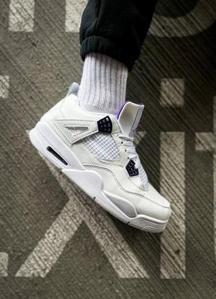 Nike air jordan 4 retro кроссовки кожаные белые 41-45р