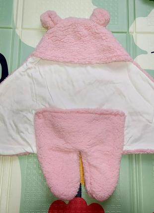 Люшевый кокон конверт на выписку для девочки розовый 0+новорожденной5 фото