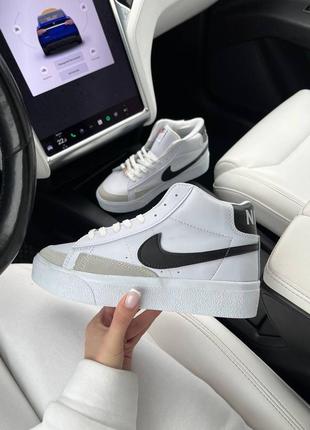 Nike blazer white black (высокая подошва)5 фото