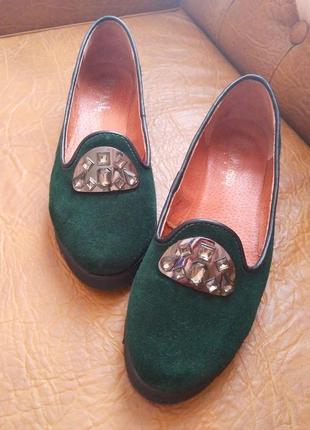 Зелёные замшевые туфли2 фото